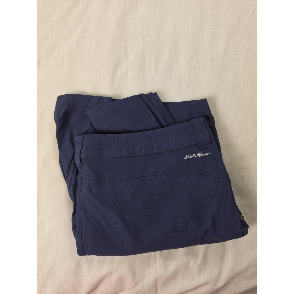 Eddie Bauer First Ascent Womens 12 Navy Hiking Shorts Zip Pockets 7.5 Inseam